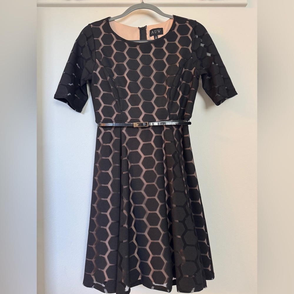 Classic Black Layered Dress with Belt
